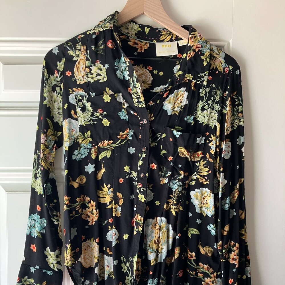 Bunny and Snail Button Down top